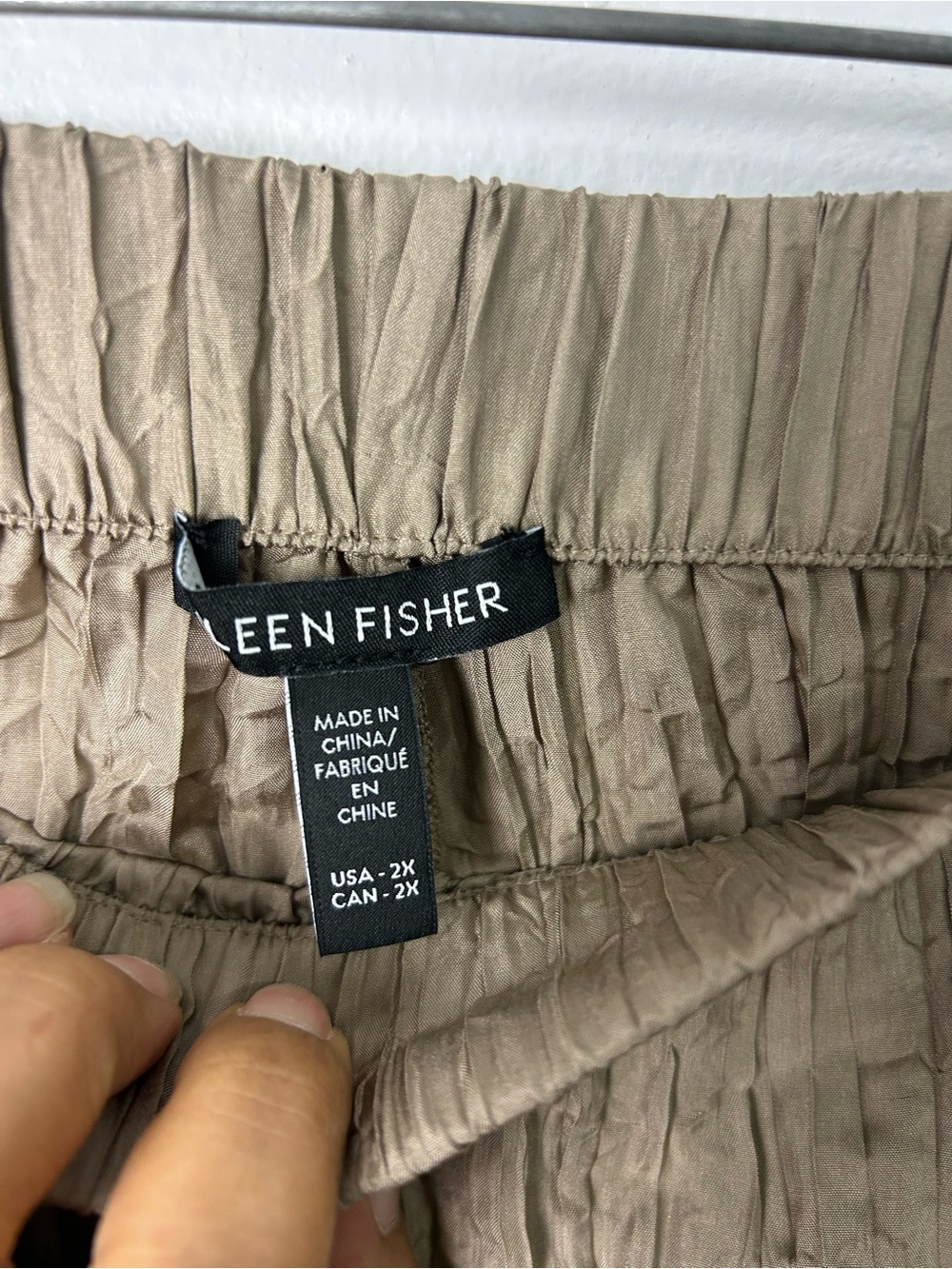 EILEEN FISHER Crushed 100% Silk Wide Leg Ankle Pants Size 2X Brown quite luxury - Picture 4 of 12